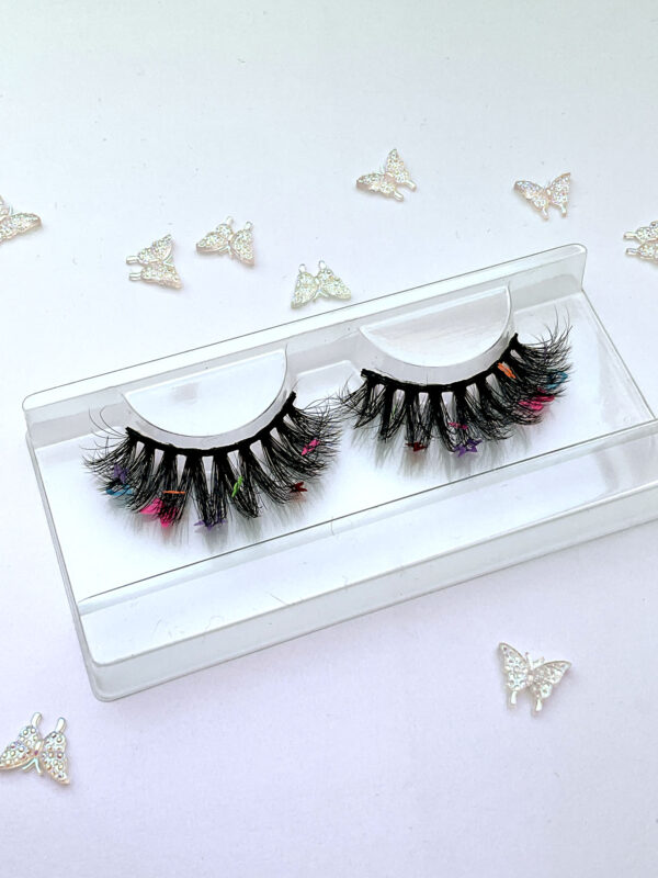 Flora Short Black False Lashes w/Flower Sequins