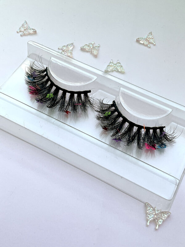 Flora Short Black False Lashes w/Flower Sequins - Image 2