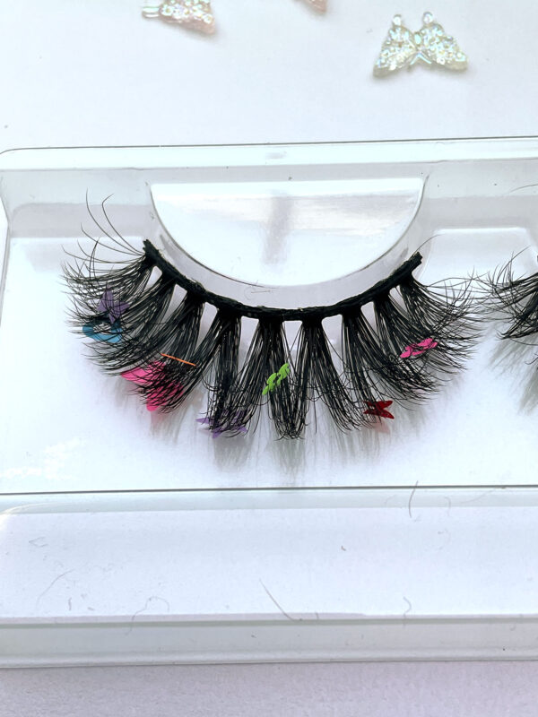 Flora Short Black False Lashes w/Flower Sequins - Image 3