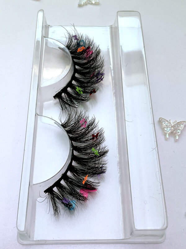 Flora Short Black False Lashes w/Flower Sequins - Image 4