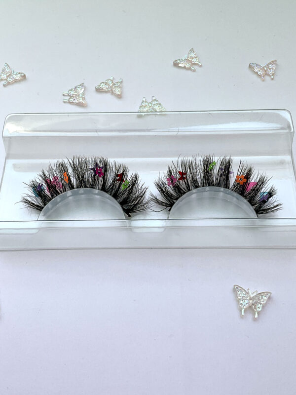 Flora Short Black False Lashes w/Flower Sequins - Image 5