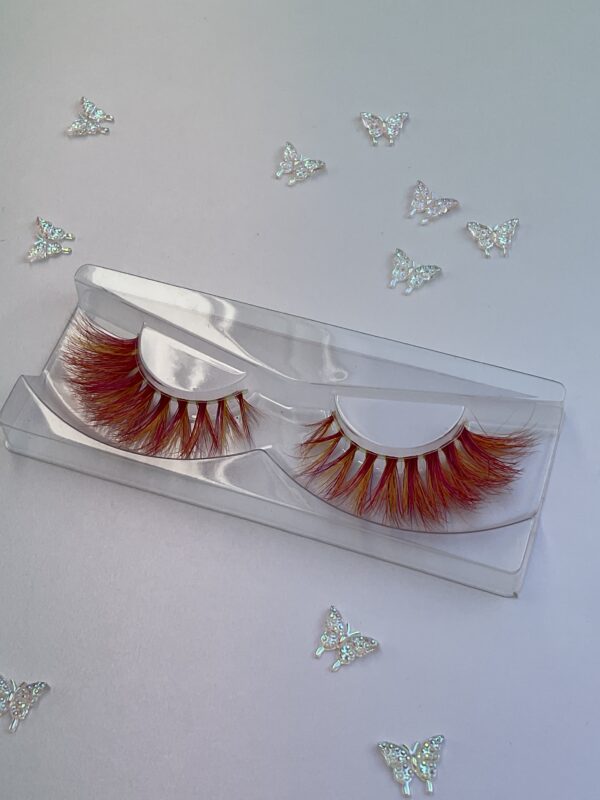 Sima Red and Yellow Mix Jumbo False Lashes 15-20mm - Image 2