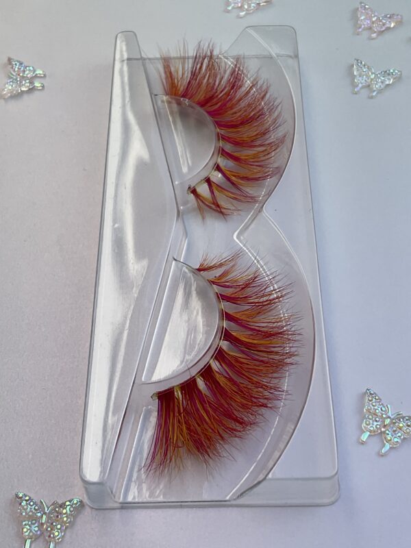 Sima Red and Yellow Mix Jumbo False Lashes 15-20mm - Image 3