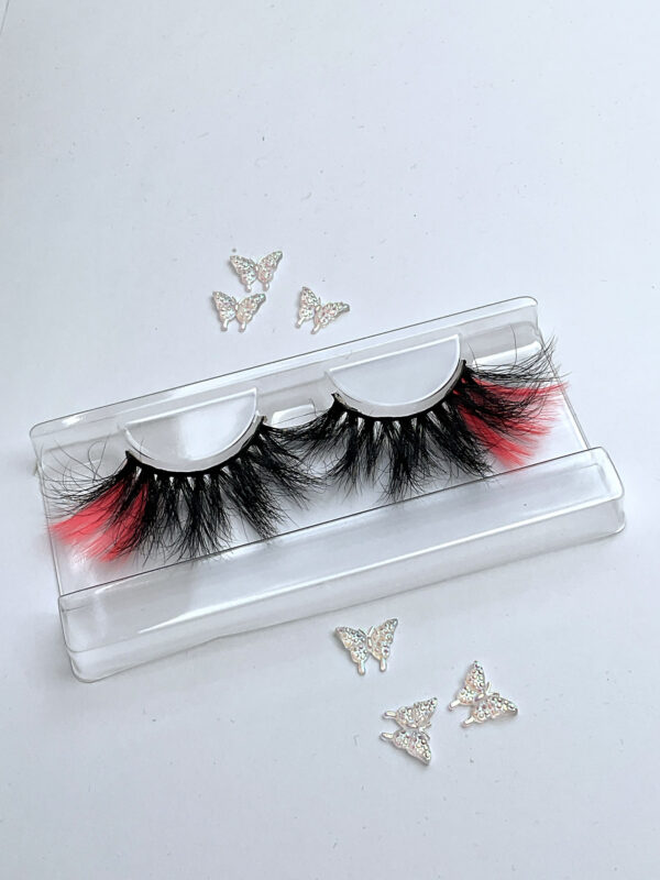 Serafin Black and Neon Red UV Reactant False Lashes