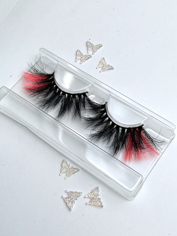 Serafin Black and Neon Red UV Reactant False Lashes - Image 2