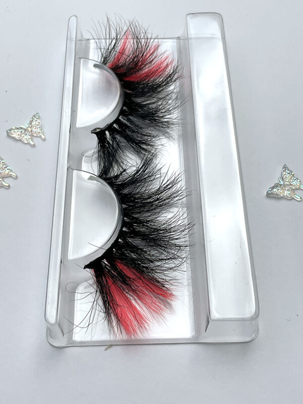 Serafin Black and Neon Red UV Reactant False Lashes - Image 4