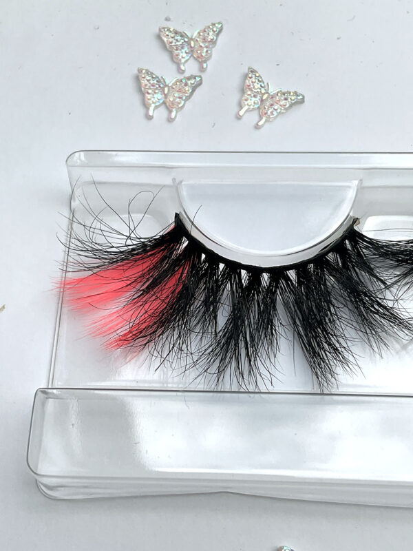 Serafin Black and Neon Red UV Reactant False Lashes - Image 3