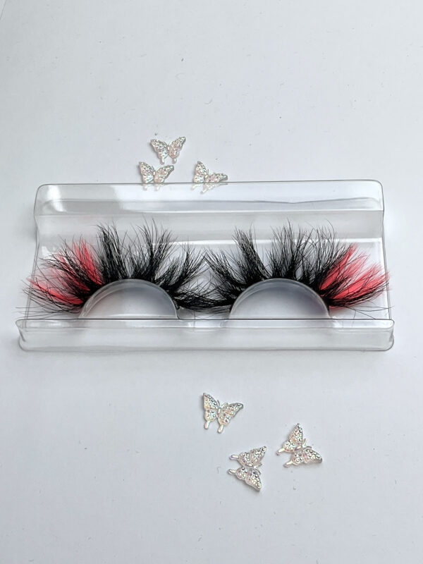 Serafin Black and Neon Red UV Reactant False Lashes - Image 5