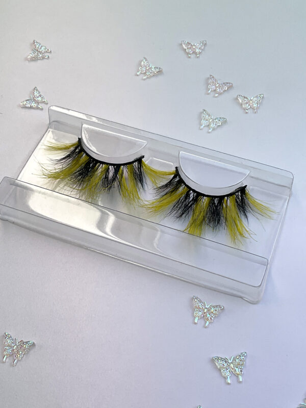 Bea Black and Yellow Spiky Jumbo False Lashes 25mm - Image 3