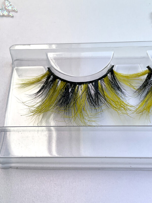 Bea Black and Yellow Spiky Jumbo False Lashes 25mm - Image 2