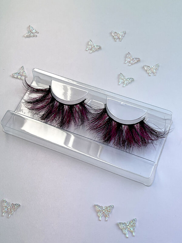 Evelina Pink and Black False 25mm Jumbo Lashes - Image 2