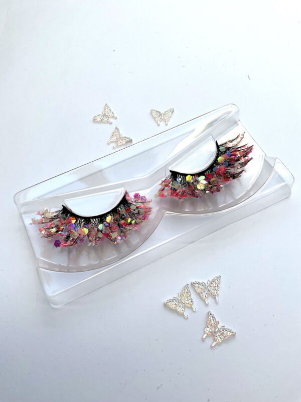 Flair Pale Pink Glitter Coated False Lashes