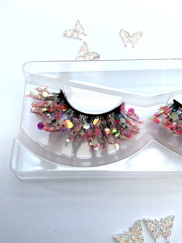 Flair Pale Pink Glitter Coated False Lashes - Image 4