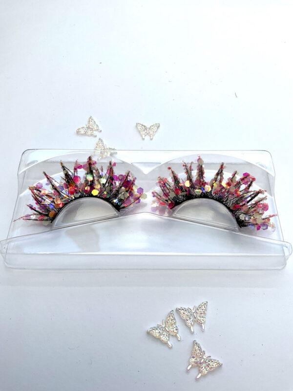 Flair Pale Pink Glitter Coated False Lashes - Image 6