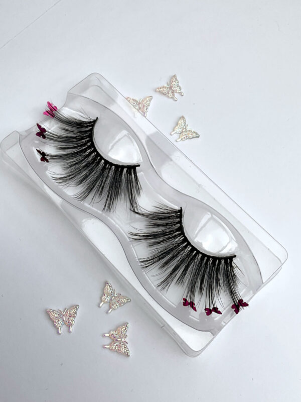 Floof Pink Butterflies Jumbo False Lashes - Image 2