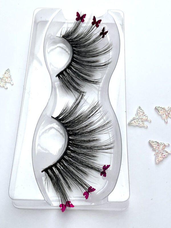 Floof Pink Butterflies Jumbo False Lashes - Image 4