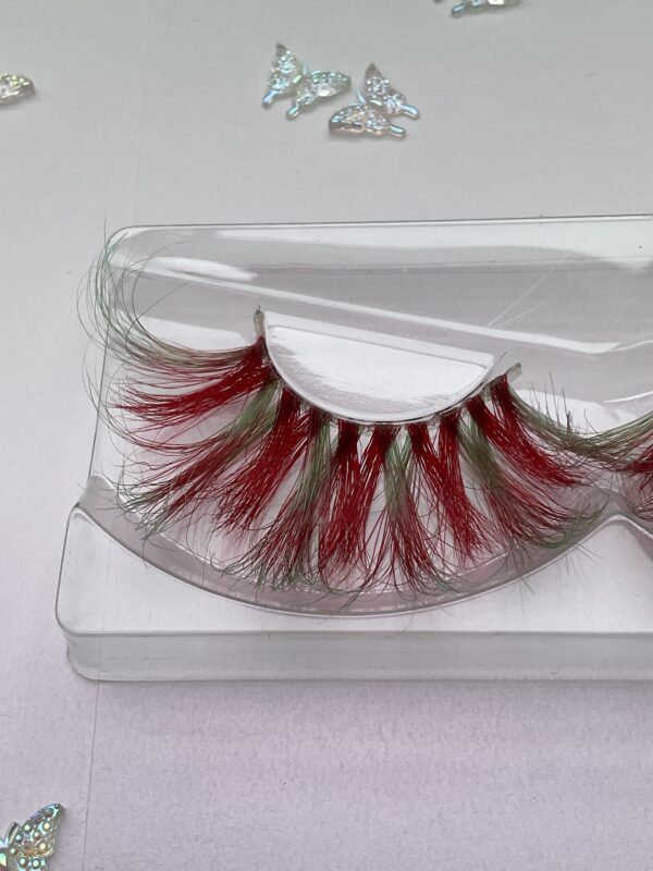 Watermelon Red and Minty Green Jumbo False Lashes 25mm - Image 3