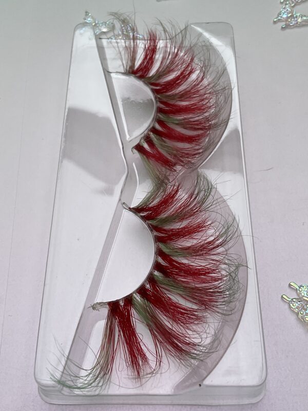 Watermelon Red and Minty Green Jumbo False Lashes 25mm - Image 5