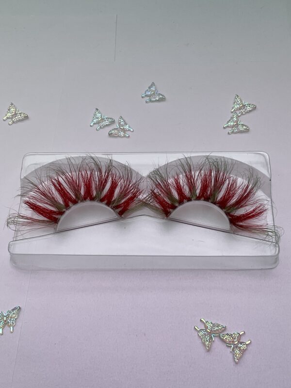 Watermelon Red and Minty Green Jumbo False Lashes 25mm - Image 4