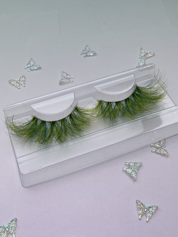 Gislaine Green and Yellow Jumbo False Lashes 25mm