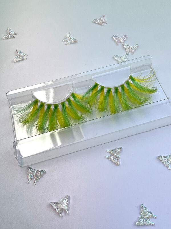 Lemondrop Green and Yellow Jumbo False Lashes 25mm