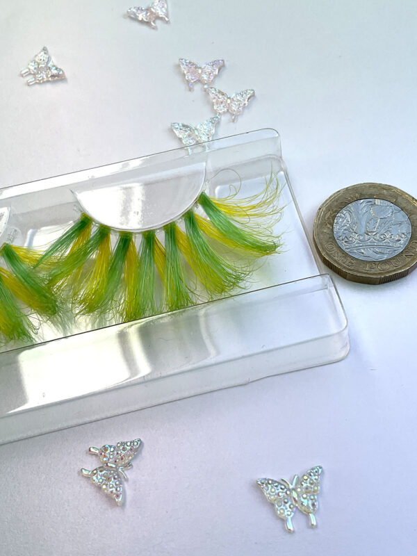 Lemondrop Green and Yellow Jumbo False Lashes 25mm - Image 2