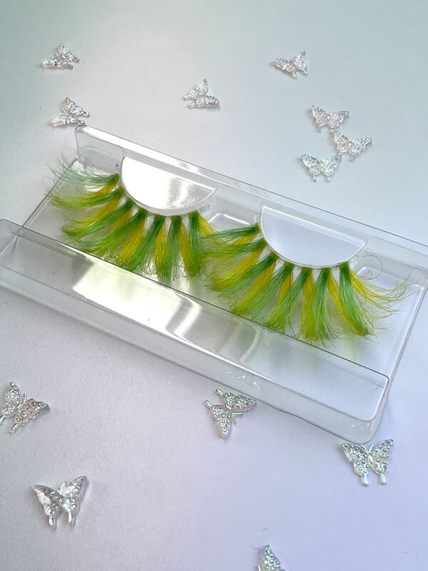 Lemondrop Green and Yellow Jumbo False Lashes 25mm - Image 3