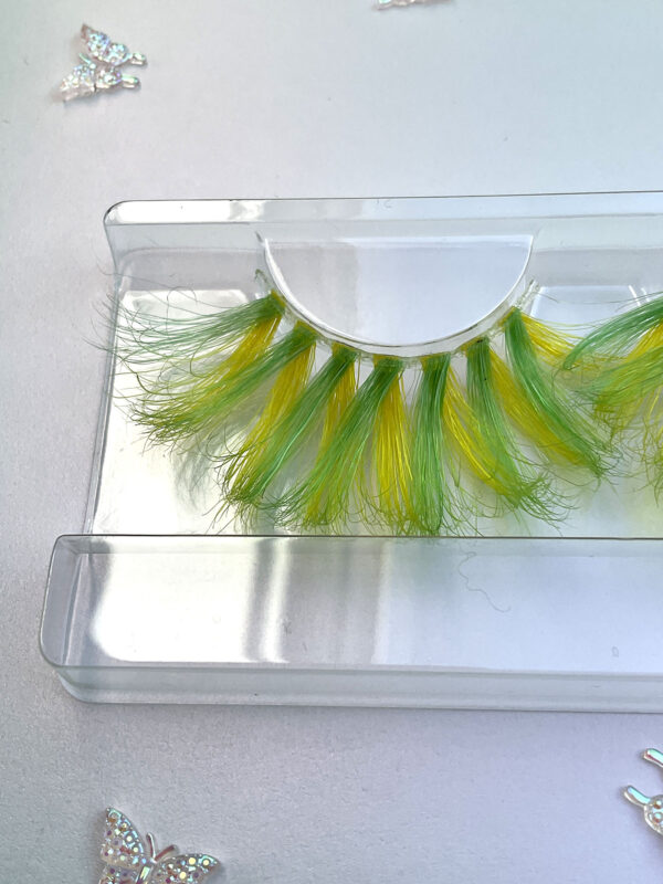 Lemondrop Green and Yellow Jumbo False Lashes 25mm - Image 4