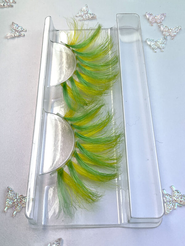 Lemondrop Green and Yellow Jumbo False Lashes 25mm - Image 5