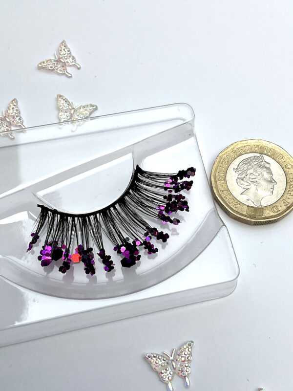 Lisa Magenta Glitter Coated False Lashes - Image 6