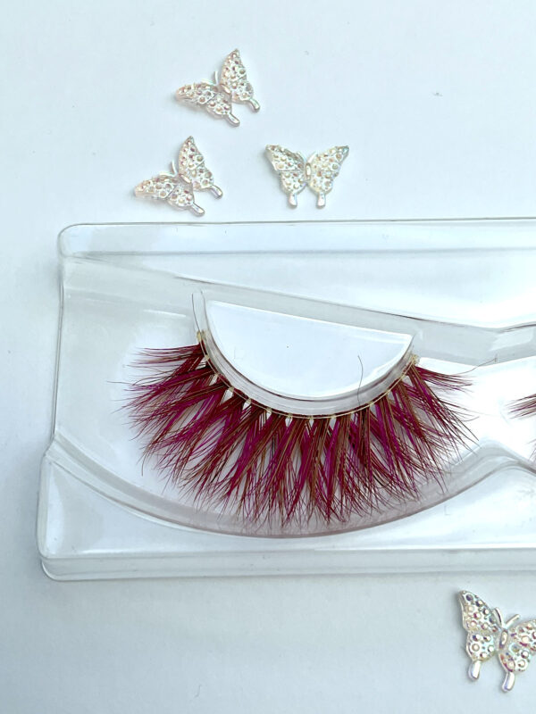 Miley Magenta Pink And Tan False Lashes 15mm - Image 3