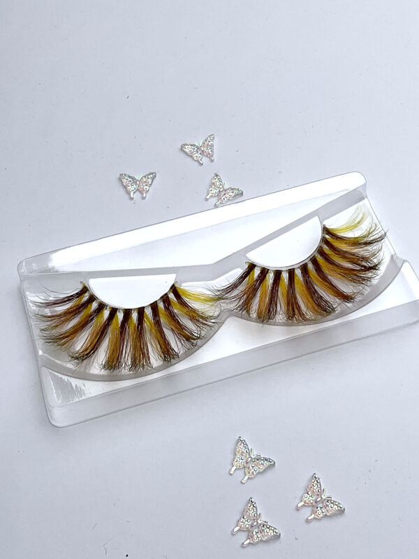 Pineapple Yellow and Tan Brown Jumbo False Lashes 25mm