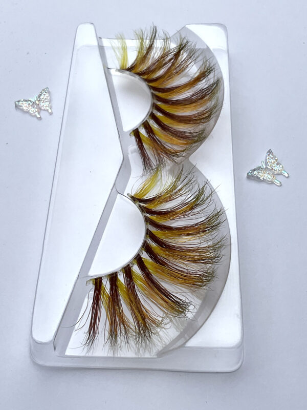 Pineapple Yellow and Tan Brown Jumbo False Lashes 25mm - Image 4