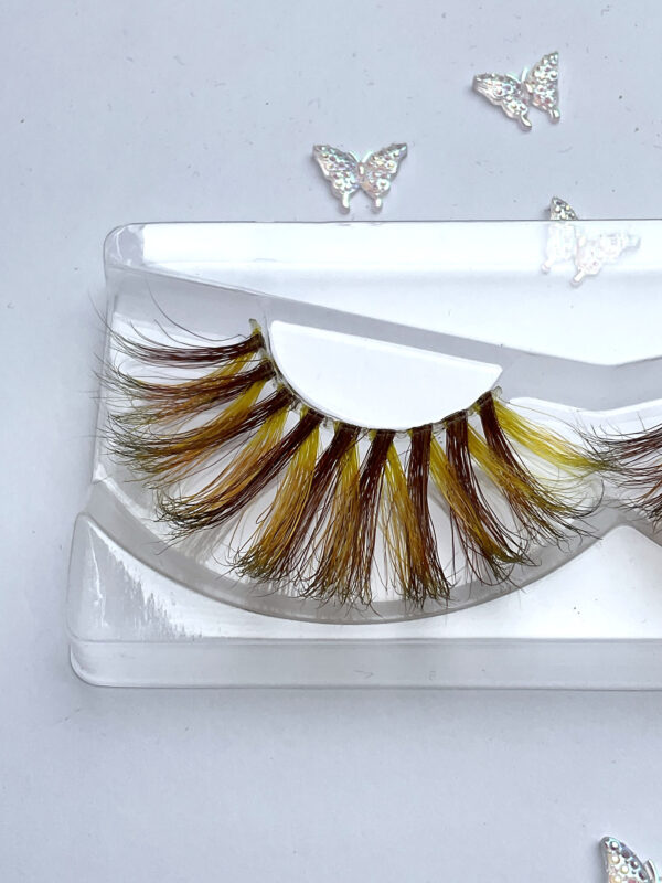 Pineapple Yellow and Tan Brown Jumbo False Lashes 25mm - Image 3