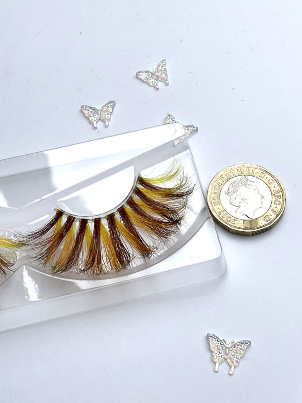 Pineapple Yellow and Tan Brown Jumbo False Lashes 25mm - Image 6