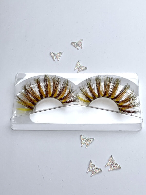 Pineapple Yellow and Tan Brown Jumbo False Lashes 25mm - Image 5