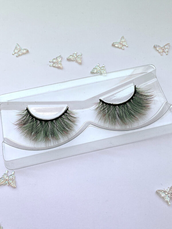 Sage Green and Red False Lashes