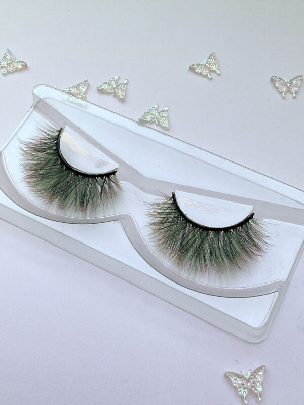 Sage Green and Red False Lashes - Image 2