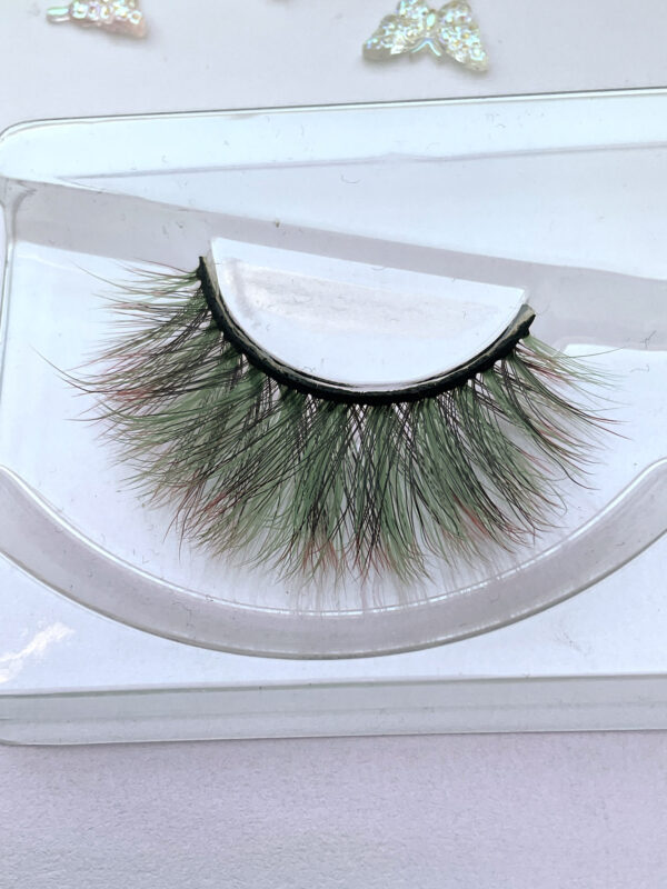 Sage Green and Red False Lashes - Image 3