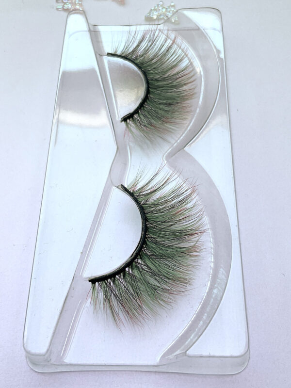 Sage Green and Red False Lashes - Image 4