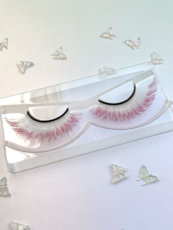 Cotton White and Pink False Lashes Eyelashes