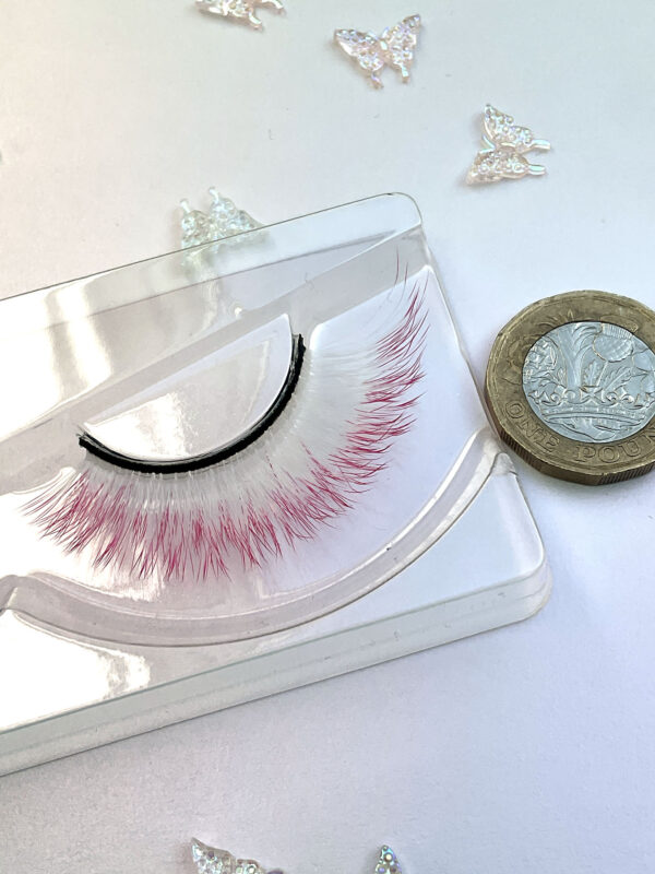 Cotton White and Pink False Lashes Eyelashes - Image 5