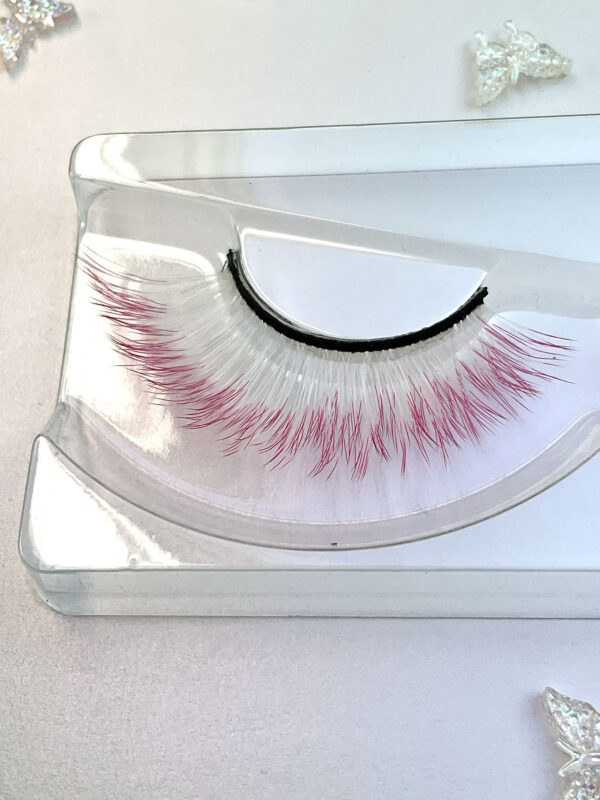 Cotton White and Pink False Lashes Eyelashes - Image 3