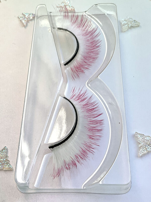 Cotton White and Pink False Lashes Eyelashes - Image 4