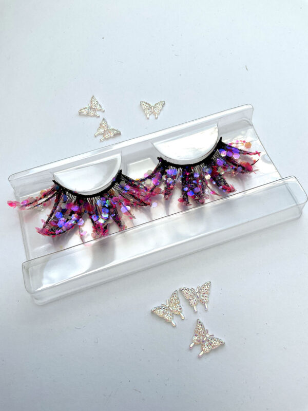 Fruity Pink Glitter Coated Jumbo False Lashes