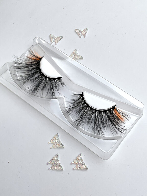 Gia Black and Neon Orange False Lashes - Image 2