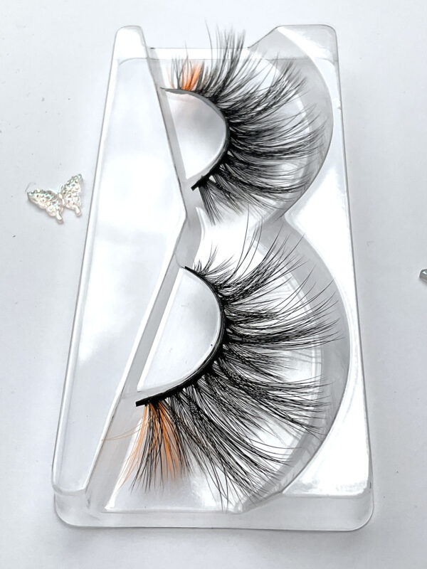 Gia Black and Neon Orange False Lashes - Image 4