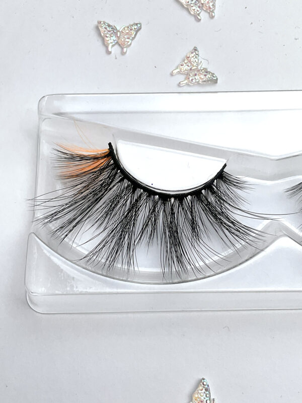 Gia Black and Neon Orange False Lashes - Image 3