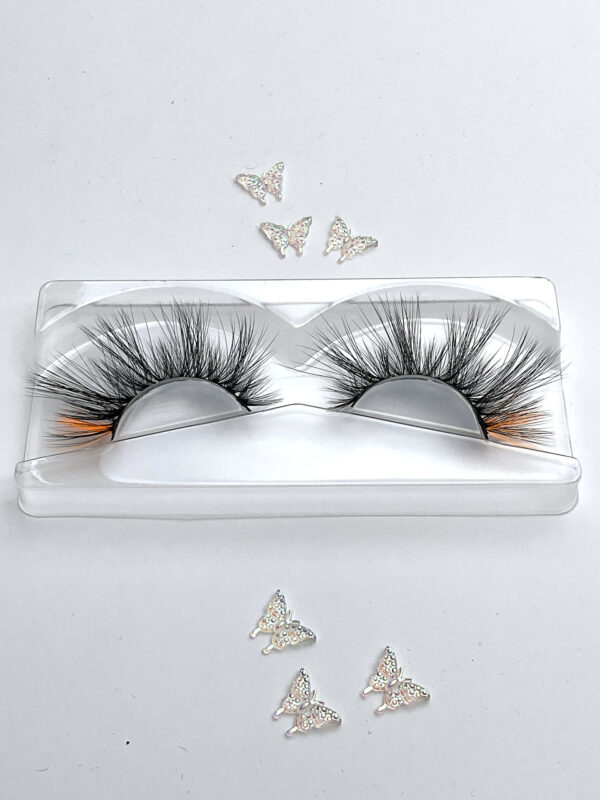 Gia Black and Neon Orange False Lashes - Image 5