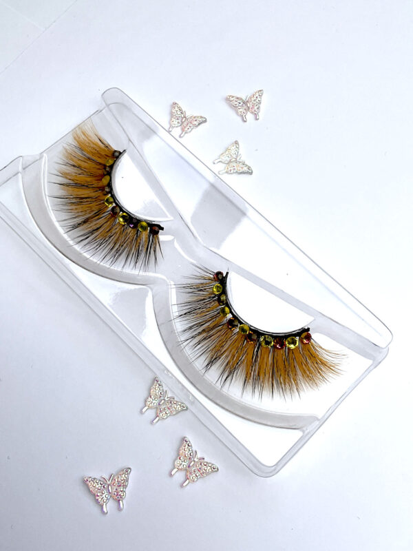 Orange Bedazzled Diamond False Lashes - Image 2